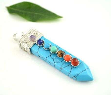 NATURAL TURQUOISE 7 CHAKRA SWORD PENDANT