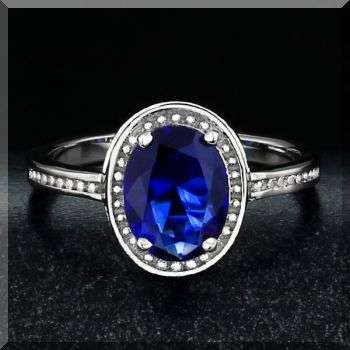 CLASSIC ELEGANT BLUE SAPPHIRE CZ  RING - SIZE: 5