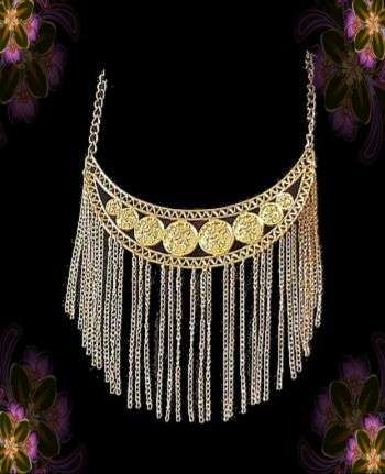 TRENDY GOLDTONE COIN CHAIN NECKLACE