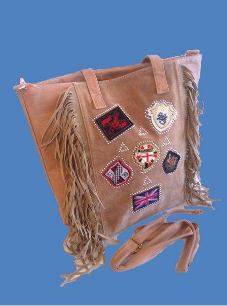 FASHIONABLE FRINGE BEIGE TOTE HANDBAG WITH SHORT AND LONG SHOULDER STRAP