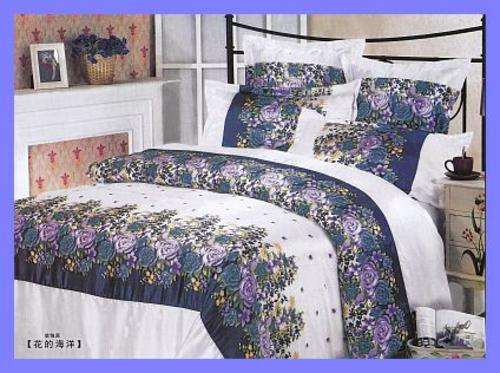 MATT SILKY 6 PIECE DUVET SET - WHITE FLORAL - QUEEN SIZE