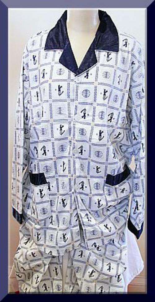 MENS COTTON WINTER BLUE GOLF PYJAMAS AND SLIPPERS