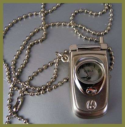 CUTE CELL PHONE PENDANT WATCH WITH SILVER BALL CHAIN