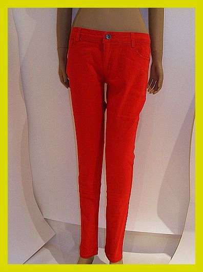 SIZE: 34 - FASHIONABLE RED SKINNY LEG SLIM FIT JEANS