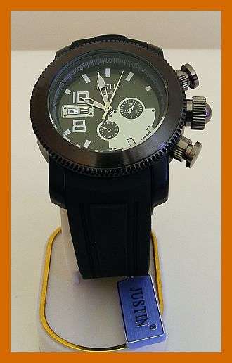 MENS JUSTIN WATCH WITH A BLACK SILICONE STRAP