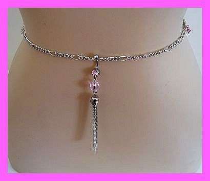 UNIQUE BELLY CHAIN WITH BELLY RING - CRYSTAL FLOWER