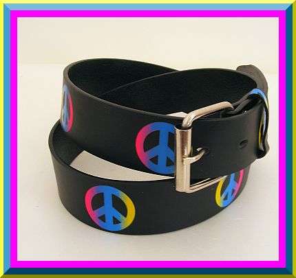 AWESOME COLOURFUL PEACE SIGN BLACK BELT - 120CM