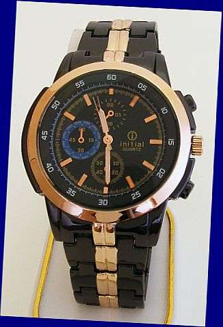 SUPER COOL BLACK AND COPPER INITIAL WATCH