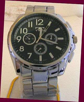 MENS INITIAL BRUSHED SILVER METAL WATCH