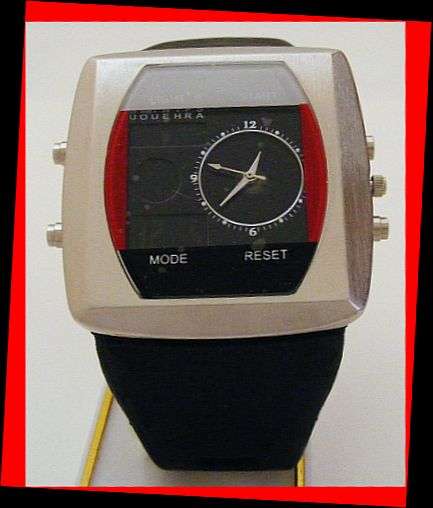 DIGITAL AND ANALOG WATCH WITH BLACK SILICONE STRAP