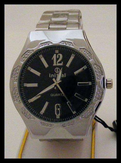 BLACK AND SILVER FACE WATCH WITH SILVER STRAP
