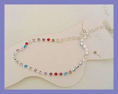 VERY ELEGANT MULTI COLOUR RHINESTONE ANKLE CHAIN