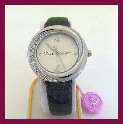 GORGEOUS PURPLE WATCH WITH DIAMANTE AND WHITE FACE