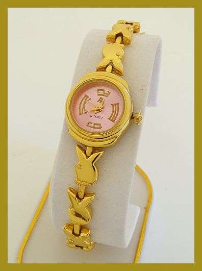 FABULOUS GOLD BUNNY WATCH WITH PINK FACE