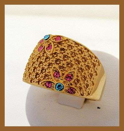 GORGEOUS GP RING WITH PINK & BLUE CRYSTALS - 11