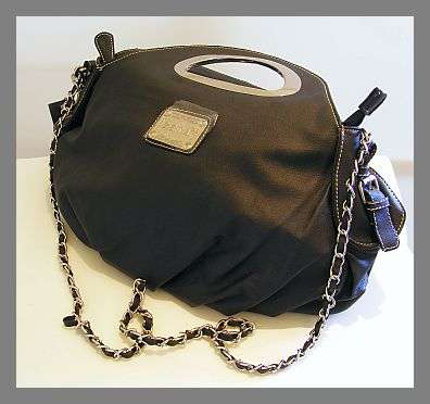 SUPER TRENDY BLACK HANDBAG WITH LONG CHAIN HANDLE