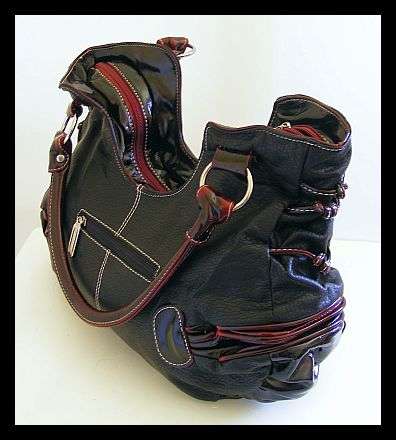 GORGEOUS BLACK AND DEEP RED HANDBAG