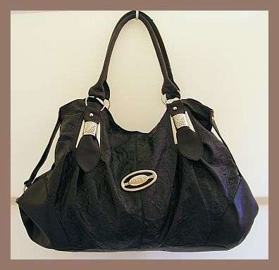PRETTY CHOC BROWN CRINKLE HANDBAG