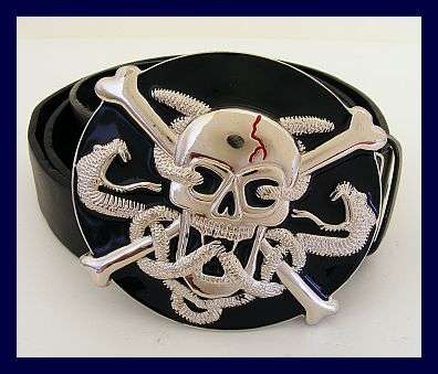 BLACK BELT WITH DRAGON SKULL BUCKLE - 120CM