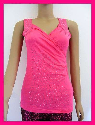 *R1* - SIZE: MEDIUM - PRETTY PINK STRETCH T-SHIRT TOP WITH RHINESTONE DETAIL