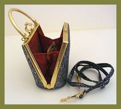 GORGEOUS MINI GOLD & SILVER HANDBAG WITH A HANDLE & SHOULDER STRAP
