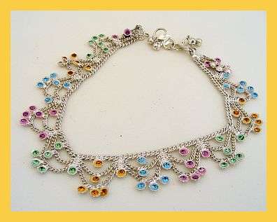 MUST HAVE - BEAUTIFUL SILVER METAL AND RHINESTONE ANKLE CHAIN