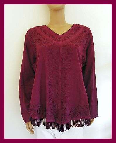 SUPER SOFT PURPLE ACID WASH FRINGED PIXIE SHIRT - 36-40