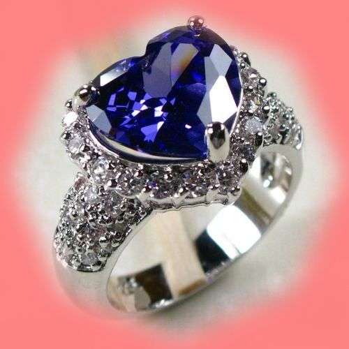 925 STERLING SILVER HEART AMETHYST RING - 9