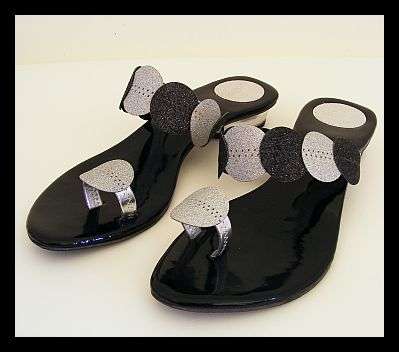 GORGEOUS SILVER GLITTER SANDALS - SIZE: 6
