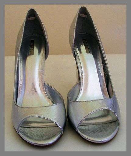 SILVER PEEP TOE HIGH HEEL SHOES BY TINA LIU FROM ZOOM -SIZE: 7