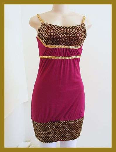 SIZE: MEDIUM - STUNNING PURPLE GOLD LONG T-SHIRT