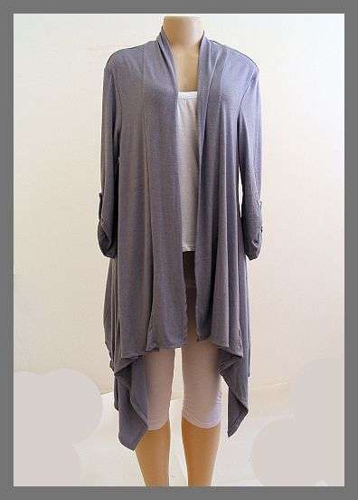 SIZE: LARGE / X-LARGE - GORGEOUS LIGHTWEIGHT GREY WATERFALL CARDI
