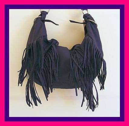 VERY FASHIONABLE PURPLE FRINGED LARGE HANDBAG