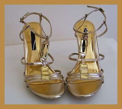 GLAMOROUS GOLD STRAPPY SANDALS - SIZE: 7