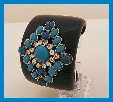 BLACK ACRYLIC & TURQUOISE BANGLE