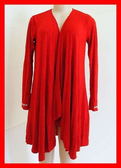 SIZE: MEDIUM / LARGE - GORGEOUS LIGHTWEIGHT RED WATERFALL CARDI WITH ANGEL WINGS ON THE BACK