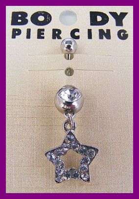 CLEAR STAR DIAMANTE AND SILVER BELLY RING