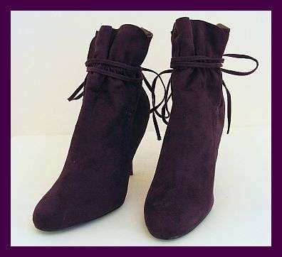 DEEP PURPLE SUEDE ANKLE BOOTS FROM WOOLWORTHS - SIZE: 6