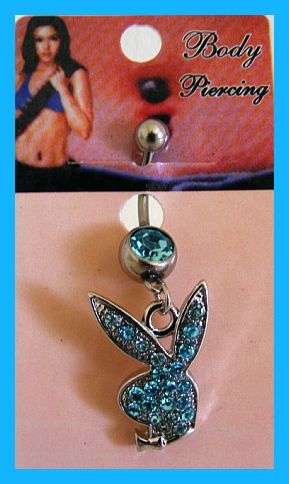 TURQUOISE CRYSTAL BUNNY JEWELLED BELLY RING