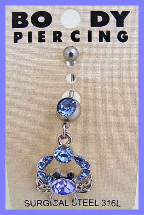 BLUE CRAB JEWELLED BELLY RING