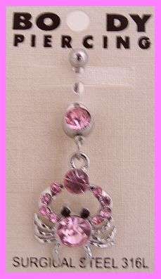 PINK CRAB JEWELLED BELLY RING
