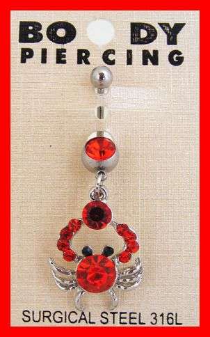 RED CRAB JEWELLED BELLY RING