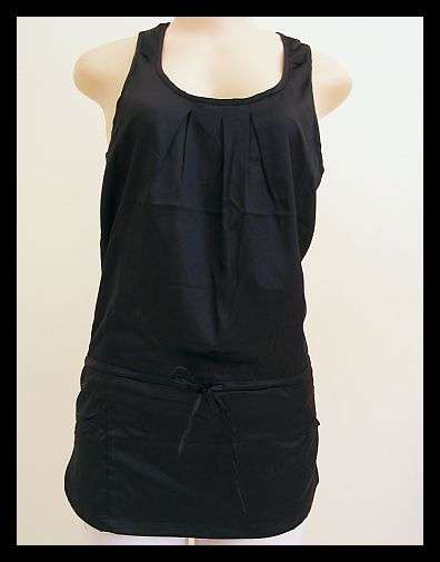 *R1* - SIZE: SMALL - SLEEVELESS BLACK SILKY TIE LONG SHIRT