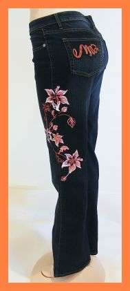 SIZE: 10 - BLACK MAUI GIRL STRETCH JEANS WITH FLOWERS