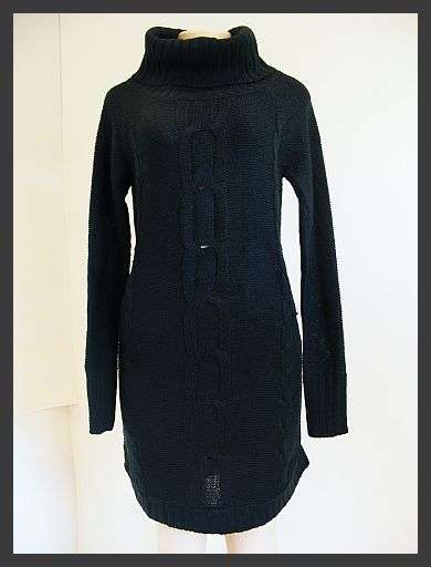 SIZE: MEDIUM - BLACK KNITTED COWL NECK JERSEY DRESS