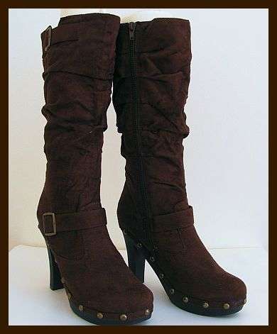 SIZE: 6 - STUNNING CHOC BROWN PLATFORM BOOTS