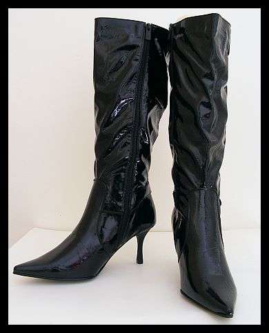 SIZE: 6 - BLACK PATENT LEATHER BOOTS