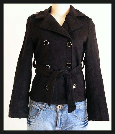 SIZE: SMALL - SHORT BLACK MELTON STYLE JACKET