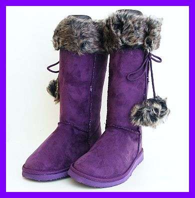 SIZE 6 - PURPLE FULLY FUR LINED FLAT BOOTS FROM MODEL ME