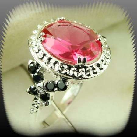 925 STERLING SILVER DARK PINK KUNZITE RING - SIZE: 7